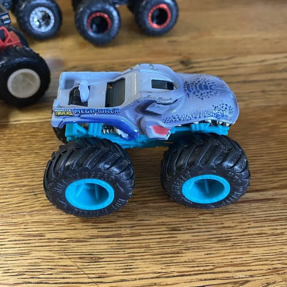 Lot of 4 Toy Monster Trucks Sponge Bob Spider Man Hot Wheels 4 Inch